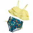 New split high waist boxer shorts swimsuit two-piece suit cute thin sexy small fresh hot spring bikini swimsuit