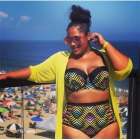 New bikini high waist fat woman XL swimsuit hollow