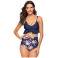 High waist bikini independent stand multicolor printed swimsuit women