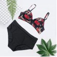 New large size 4XL increase bikini print swimsuit women