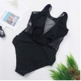 New one-piece swimsuit independent station mesh stitching black one-piece swimsuit