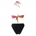 New bikini striped print cross neck lace up swimsuit women