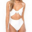 New monokini swimsuit one-piece solid color chest knotted bikini