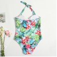 New flamboyant one-piece swimsuit plus size flower and bird printed swimsuit