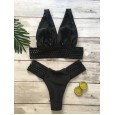 Bikini new black mesh swimsuit female sense swimsuit solid color