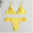 Swimsuit women's solid color ruffled bikini