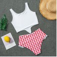 New bikini small fresh white top lotus leaf plaid pants swimsuit