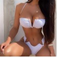New bikini swimsuit nylon solid color swimsuit