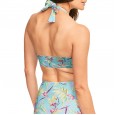 New bikini swimsuit cross-neck lace-up printed female swimsuit