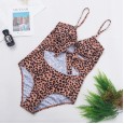 New swimsuit one-piece leopard print swimsuit one-piece chest knotted ladies swimwear