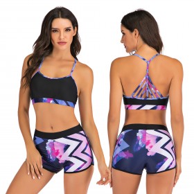 Sports vest split boxer bikini set 7760