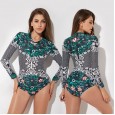 Sexy one-piece female swimsuit hot spring long-sleeved slim surf diving suit swimsuit 68