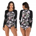 Surfing suit one-piece long-sleeved female swimsuit hot spring swimsuit diving suit 7730