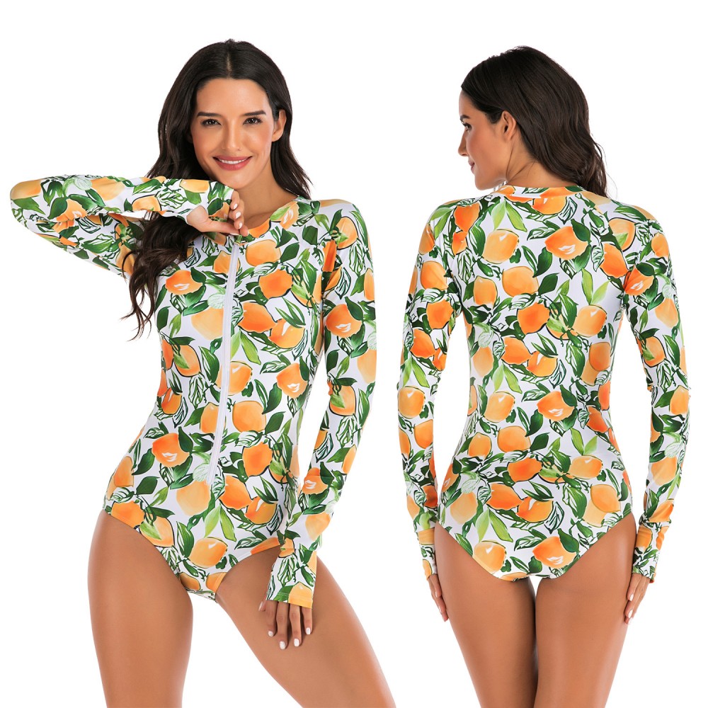 One-piece long-sleeved surfing suit sunscreen female swimsuit hot spring diving suit sexy swimsuit 7780
