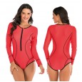 One-piece long-sleeved surfing suit sunscreen female swimsuit hot spring diving suit sexy swimsuit 7786
