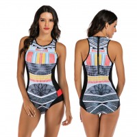 Surfing sleeveless one-piece female swimsuit hot spring swimsuit diving suit 7723