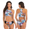 Sports vest split triangle bikini suit 7767