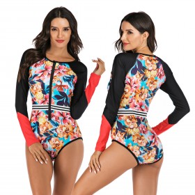 Surfing suit Siamese long-sleeved female swimsuit hot spring swimsuit diving suit 7731