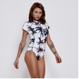Sexy Siamese female swimsuit hot spring surfing suit diving short sleeve swimsuit 9541