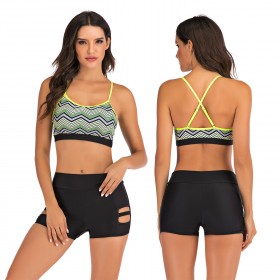 Sports vest split boxer bikini set 7762