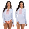 Split long-sleeved surf suit suit sunscreen female swimsuit hot spring diving suit swimsuit 7744