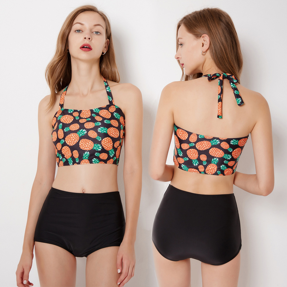 Sexy vest sports split bikini female swimsuit hot spring high waist swimsuit