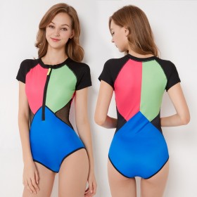 One-piece surfing suit short-sleeved female swimsuit hot spring swimsuit 9073