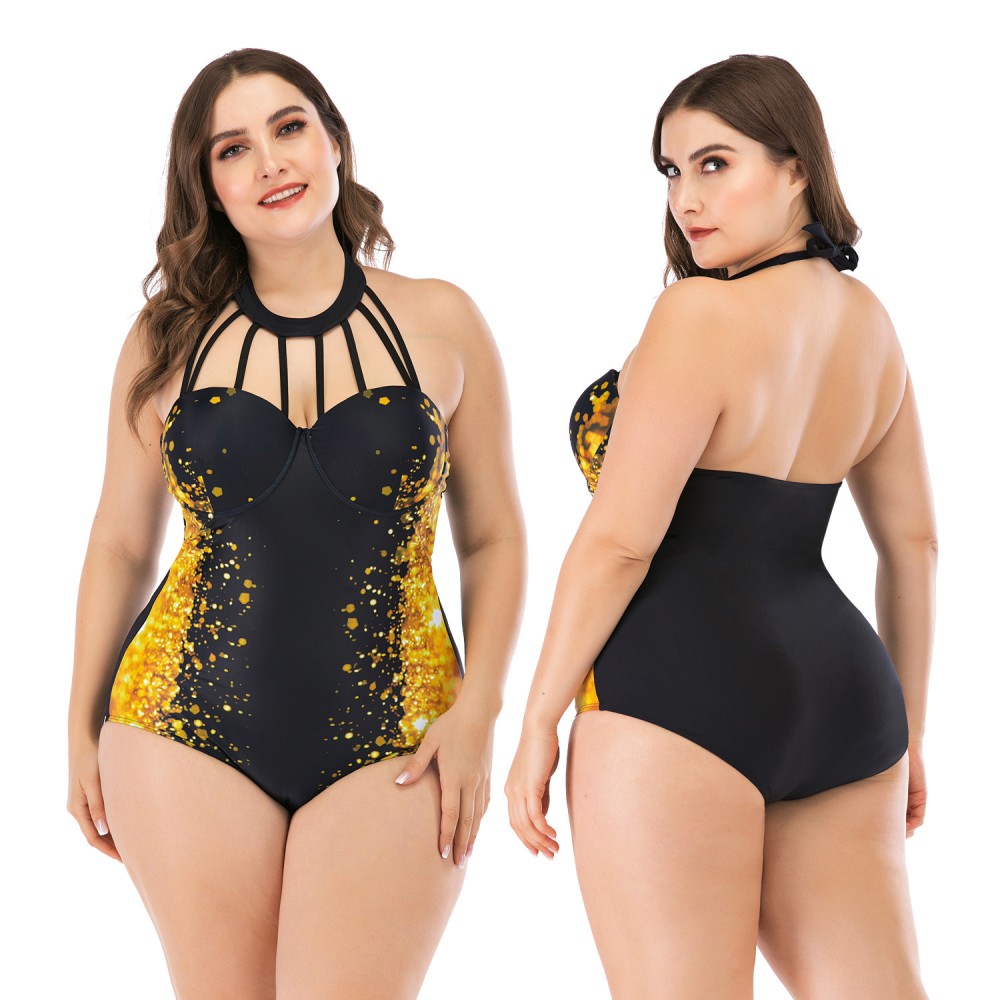 Siamese enlarged female swimsuit big cup MM swimwear steel support 8834