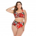 Plus size bikini gathered big cup ladies swimwear swimsuit 6662