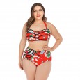 Plus size bikini gathered big cup ladies swimwear swimsuit 6662