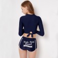 Split long-sleeved surfing suit female swimsuit hot spring swimsuit 9061