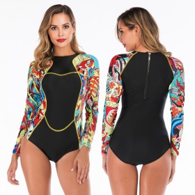 Siamese long-sleeved surfing suit sunscreen female swimsuit hot spring diving suit swimsuit 6627