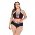 Plus size bikini gathered big cup ladies swimwear swimsuit 6672