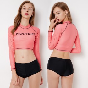Split long-sleeved surfing suit female swimsuit hot spring swimsuit 9067