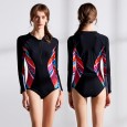 Sexy Siamese Lady Swimwear Hot Spring Surfing Diving Long Sleeve Swimsuit 90