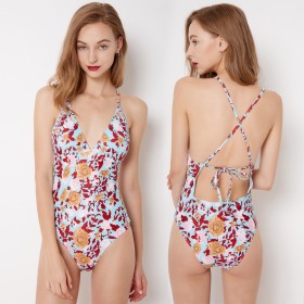 Siamese backless sexy ladies swimwear hot spring swimsuit 9048