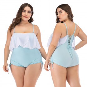 Siamese enlarged female swimsuit big cup MM big ruffled swimsuit 8843