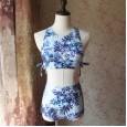 Sexy size chest gathered split triangle bikini female swimsuit hot spring swimsuit 92