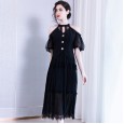 Dress Women's New Spring Chiffon V-Neck Strapless Sexy Lantern Sleeve Mesh Lace Irregular Skirt