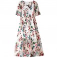 Spring new embroidery elegant round neck dress mid-sleeved chiffon long two-piece skirt