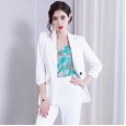 Small suit jacket professional wear spring and summer new solid color acetate lapel jacket one button suit female jacket
