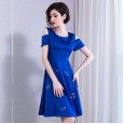 Short-sleeved embroidery plus size dress spring new women's fashion vest skirt women
