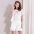 Spring and summer new women's lace wide-leg pants suit high-end large size two-piece suit