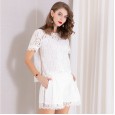 Spring and summer new women's lace wide-leg pants suit high-end large size two-piece suit