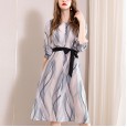 Spring new printed silk dress mid-length temperament mulberry silk A-line skirt big-name high-end women's clothing