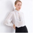 Spring new niche silk lace shirt ladies long sleeve shirt mulberry silk white shirt