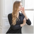 Early spring new three-dimensional decorative embroidery retro dress seven-point sleeve women were thin A-line skirt