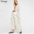 Hot Bohemian plus size women's summer vacation style with lace cardigan long section