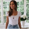 Hot sale women's arts and crafts linen cotton short-sleeved T-shirt tops