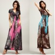 Women's summer new beach skirt bohemian dress plus size ice silk dress hot sale